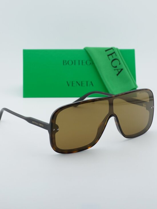 Bottega Veneta BV0167S 003 Shield Sunglasses - Havana/Brown main image 7